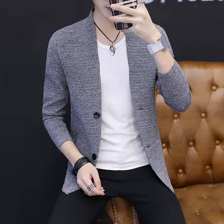 2023春秋季新款针织夹克男士休闲外套韩版潮流开衫棒球上衣服潮牌商品大图