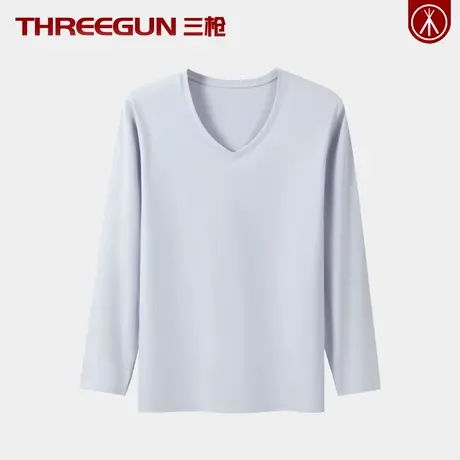 三枪高档120S支高密棉男士薄款保暖上衣V领秋衣打底衫内衣青年冬商品大图