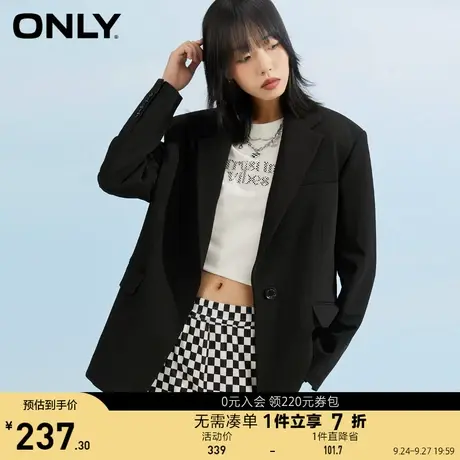ONLY奥莱夏季气质通勤风休闲直筒黑色西装西服女商品大图
