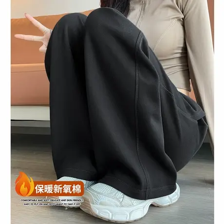 唐狮2025秋冬新款女休闲裤厚款直筒阔腿裤zy图片