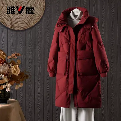 雅鹿正品中长款女士连帽羽绒服女款25宽松鸭绒超保暖时尚休闲百搭图片