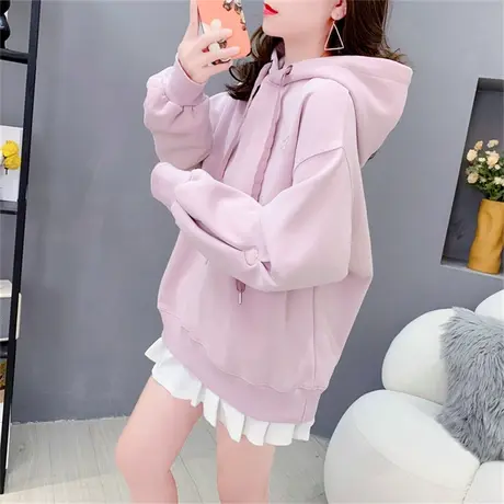 设计感刺绣爱心连帽卫衣女2023早秋新款韩版宽松洋气减龄上衣外套商品大图