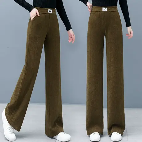 雪尼尔阔腿裤女秋冬2023新款高腰加厚宽松直筒灯芯绒休闲春秋裤子图片