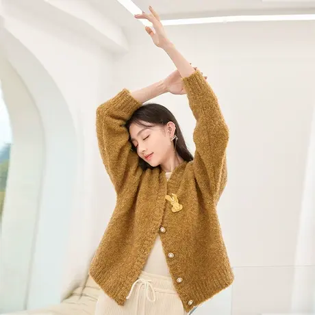 【惊喜直降】香影毛衣外套女2023春秋新款v领上衣慵懒风长袖宽松商品大图