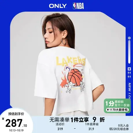 ONLY奥莱2023夏季新款NBA联名款潮酷圆领落肩宽松T恤女商品大图