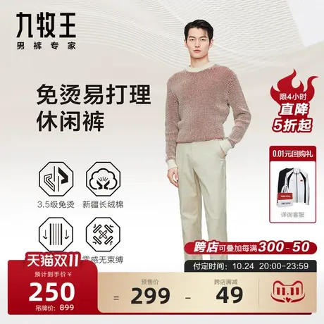 [免烫]九牧王男裤易打理休闲裤商场同款四季直筒免烫抗皱裤BN商品大图