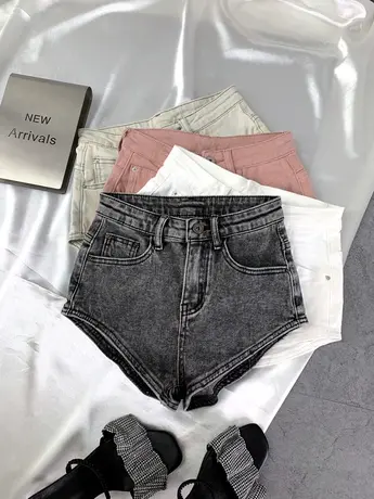 水洗高腰牛仔短裤女2023秋季新款显瘦百搭弹力包臀裤性感辣妹短款商品大图