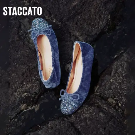 思加图新款星光夜曲仙女鞋温柔单鞋平底鞋一脚蹬9HY82CQ3商品大图