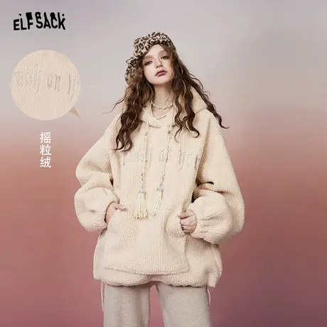 妖精的口袋套头连帽加绒卫衣女2023冬季新款小个子设计感加厚上衣图片