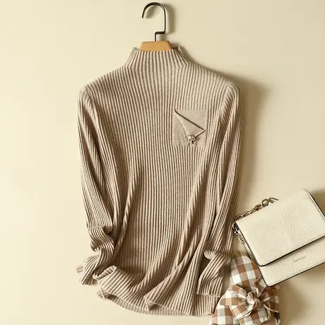半高领毛衣打底衫女士内搭秋冬季2023年新款修身爆款洋气针织上衣商品大图