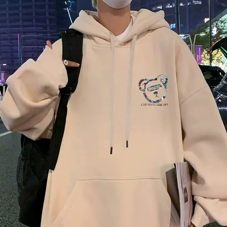 国潮纯棉连帽宽松卫衣男春秋季外套港风复古慵懒风情侣重磅潮ins商品大图