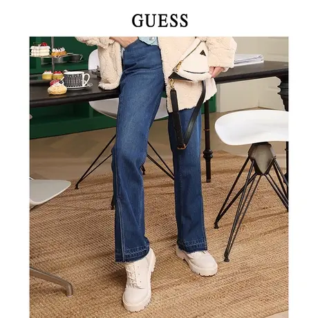 GUESS女士极简舒适通勤休闲宽松开叉牛仔裤-Q2BA56W55R0商品大图