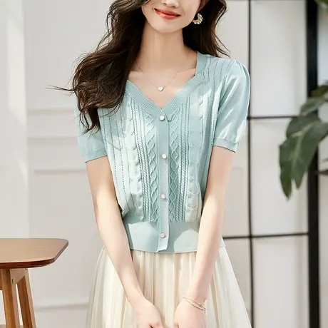 时尚气质温柔减龄针织衫女士2023年春夏新款休闲百搭显瘦开衫上衣图片