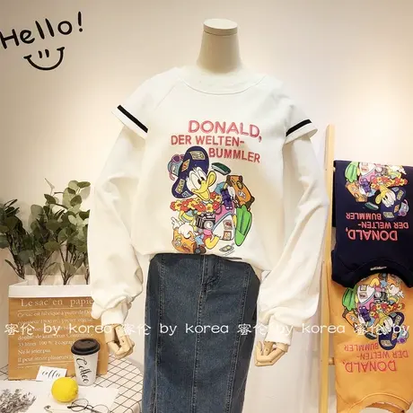 荷叶边上衣女韩国东大门蕾丝娃娃领卫衣法式甜美休闲俏皮洋气大码商品大图