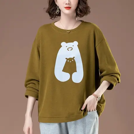 卫衣女春秋季薄款宽松加肥加大码女装胖妈妈休闲减龄百搭显瘦上衣商品大图