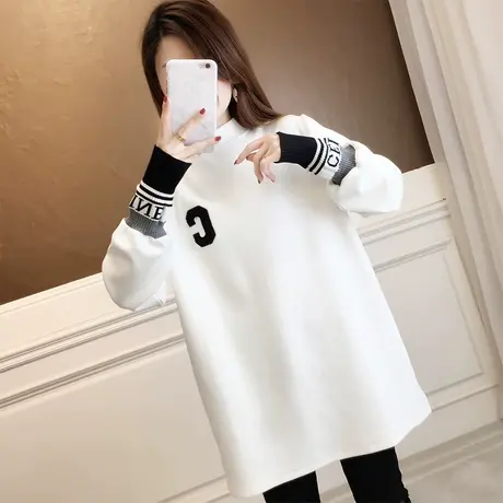 早春装长袖t恤女春秋季韩版宽松中长款内搭加绒假两件上衣打底衫商品大图