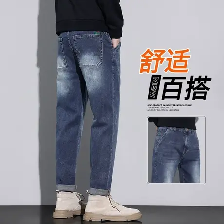 秋天新塘水洗男裤子早秋男士美式高端休闲牛仔裤2023新款秋季男装图片