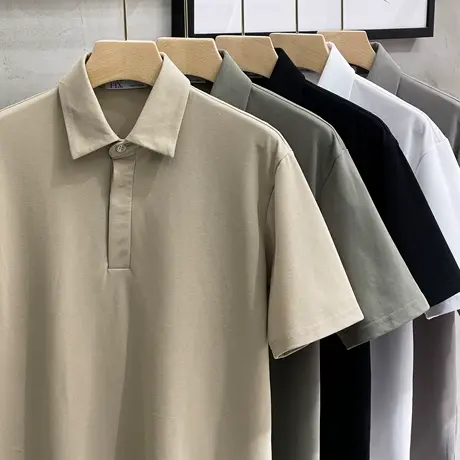 重磅日系男装潮牌翻领短袖男T恤夏季潮流POLO衫男士宽松帅气上衣商品大图