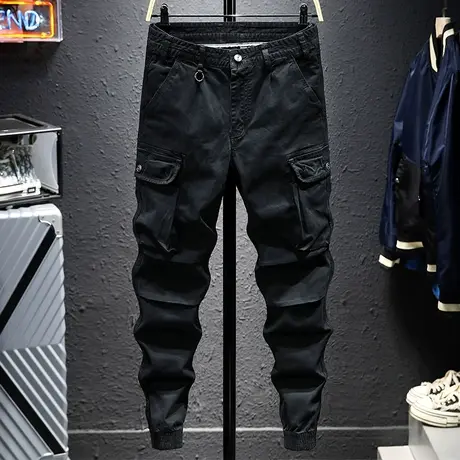 春夏款潮牌工装裤男宽松百搭男士休闲束脚休闲长裤子男多袋男生款商品大图