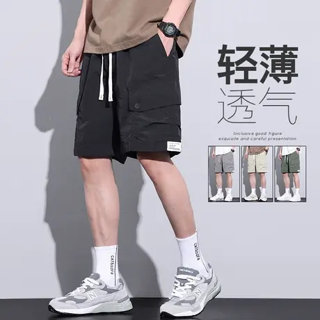 夏天速干冰丝沙滩男款五分短裤男士夏季运动中裤子外穿薄款大裤衩商品大图