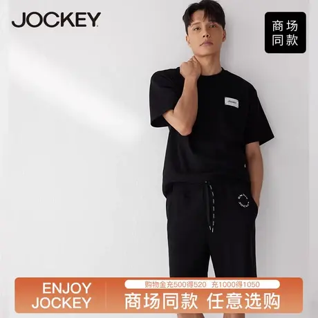 Jockey家居裤睡裤男短裤夏季华夫格系带男士中裤五分裤可外穿图片