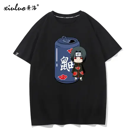 秀洛火影忍者晓组织T恤宇智波鼬短袖宽松纯棉圆领衣服半袖打底衫商品大图