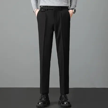 秋冬季男士休闲裤直筒毛呢裤子长裤韩版西裤加厚新款潮流西装裤子商品大图