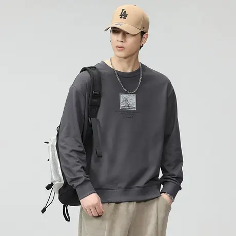 时尚秋冬款潮流卫衣圆领男士休闲卫衣宽松舒适男士外穿休闲卫衣商品大图