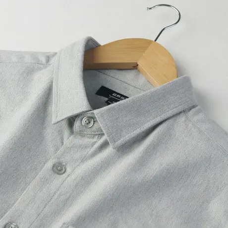 格慕施男士纯棉法兰绒长袖衬衫2023秋季厚款休闲衬衣男装宽松上衣图片