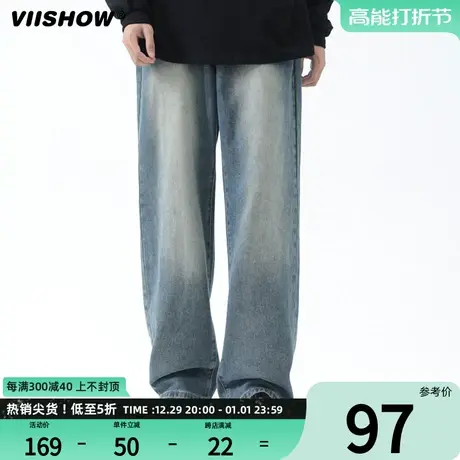 VIISHOW牛仔裤子男士2024春季新品潮牌直筒裤宽松痞帅气休闲长裤商品大图