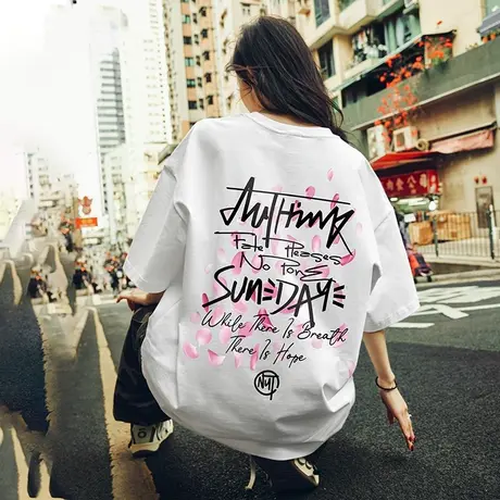 Nuthink美式宽松街头字母短袖T恤男加肥加大小众潮牌半袖男款夏季商品大图