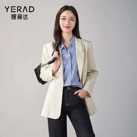 娅丽达高级感通勤职业黑色西装外套女2024春装新款正装上衣小西服商品大图