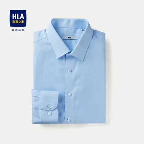 HLA/海澜之家纯棉长袖免烫衬衫24春夏新高支棉商务正装格子衬衣男图片