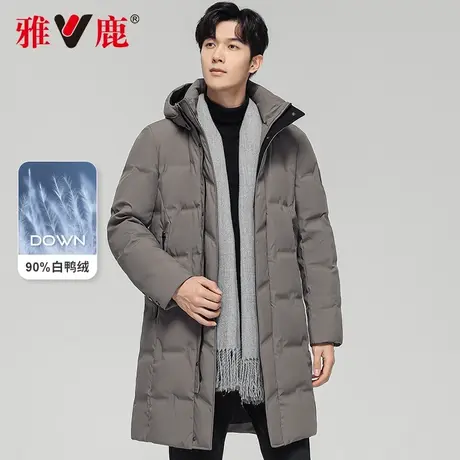 雅鹿男士羽绒服中长款2024年冬季新款派克服保暖加厚休闲外套男潮商品大图