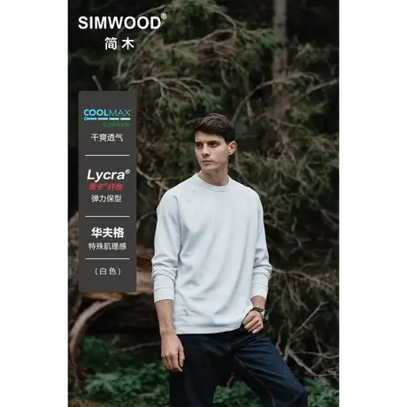 Simwood简木男装【宽松版型】250gCOOLMAX凉感华夫格长袖T恤男商品大图