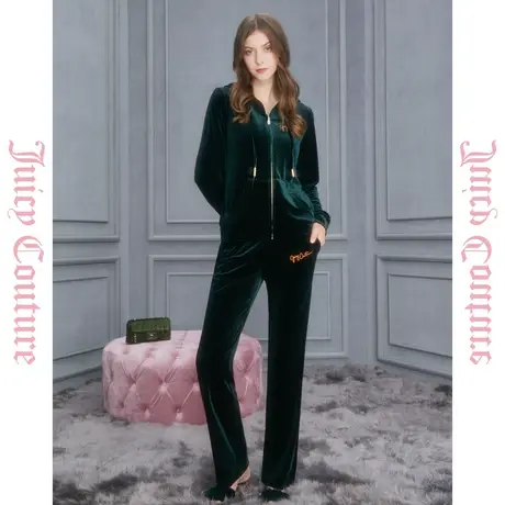 Juicy Couture橘滋女装新款黛绿成荫Juicy Kiss印花刺绣丝绒外套商品大图