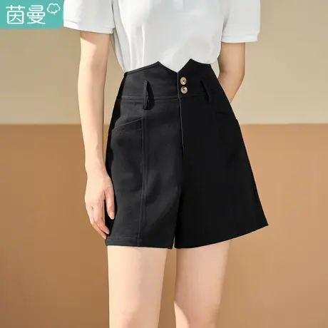 茵曼官方旗舰店a字牛仔短裤女2024年夏季新款薄款高腰阔腿裤子图片