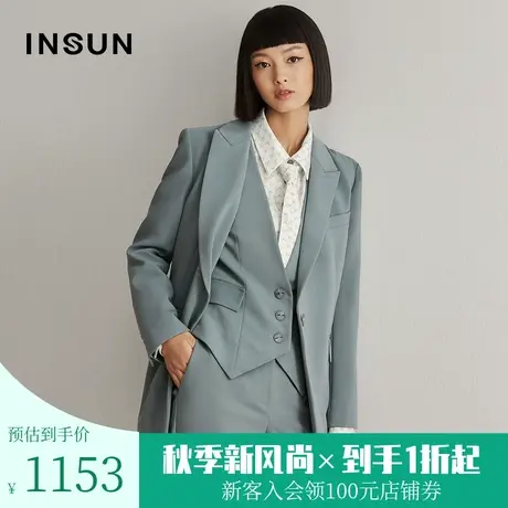 恩裳冬季时尚简约修身中长款羊毛商务职业西装外套女图片