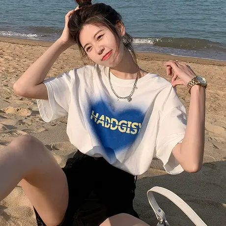 白色t恤女短袖2023年夏季女装新款宽松大码显瘦纯棉半袖上衣ins潮图片