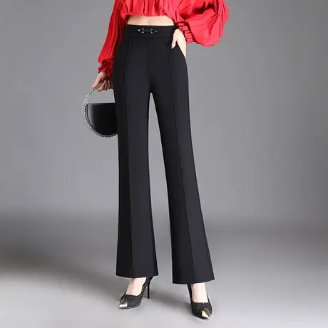 黑色微喇裤女2023秋季新款高腰显瘦通勤百搭休闲裤高级感垂感长裤商品大图