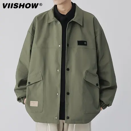 VIISHOW日系复古多口袋工装夹克男士潮牌宽松bf风休闲百搭外套商品大图