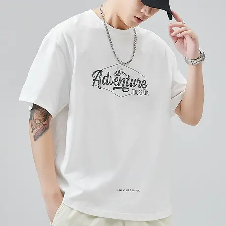 夏季纯棉凉感t恤男士圆领短袖体恤衫男款2023新款凉快上衣服男装商品大图