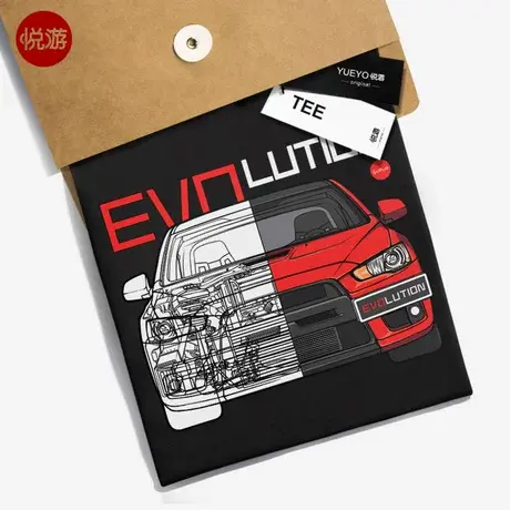 悦游 EVO短袖T恤 改装车头文字D汽车文化厚港风透视潮牌男赛车t桖商品大图