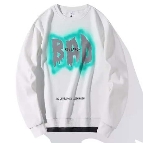 男士卫衣春季圆领套头新款字母印花潮流休闲百搭上衣服长袖t恤男商品大图