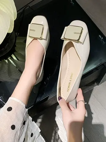 单鞋女2023新款百搭方头平底鞋软底懒人舒适奶奶鞋软底透气不累脚商品大图