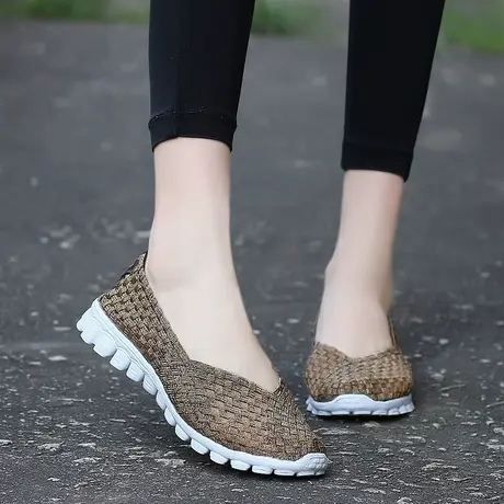 春夏浅口帆布鞋一脚蹬女鞋老北京布鞋透气软底妈妈鞋轻便平底鞋女商品大图