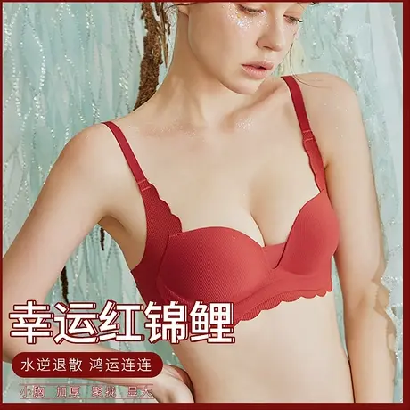 红色结婚本命年红内衣女小胸聚拢加厚调整型收副乳上托防下垂文胸商品大图