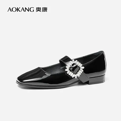 【官方直营】奥康2022秋季新款女士玛丽珍皮鞋真皮舒适通勤豆豆鞋图片
