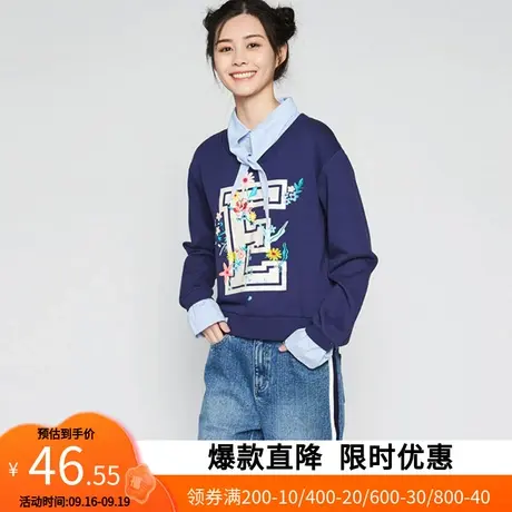 艾格2023春季新款韩版气质纯棉青春针织衫W500商品大图