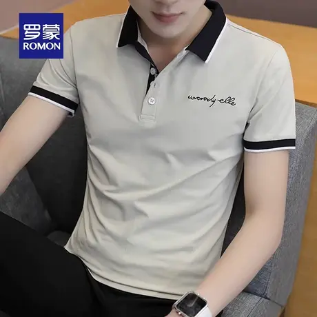 罗蒙男士纯棉短袖Polo衫夏季薄款商务休闲带翻领T恤冰丝男装衣服图片